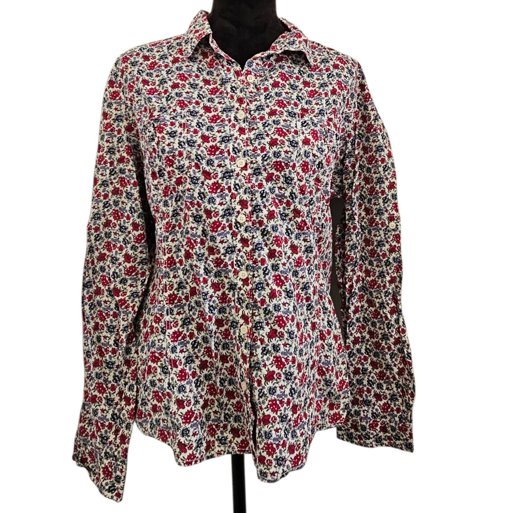 Tommy Hilfiger Red and Blue Floral Button-Down Shirt